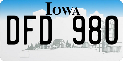 IA license plate DFD980