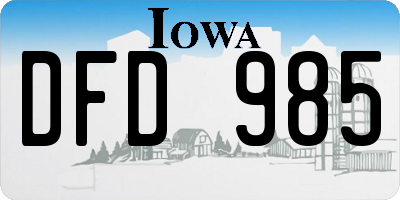 IA license plate DFD985