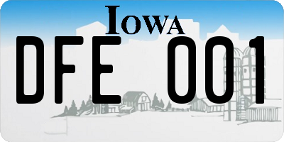 IA license plate DFE001
