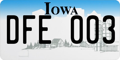 IA license plate DFE003