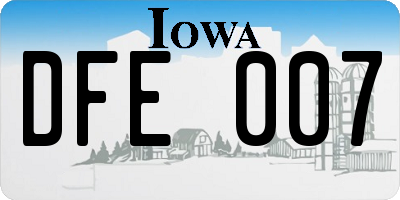 IA license plate DFE007