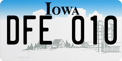 IA license plate DFE010