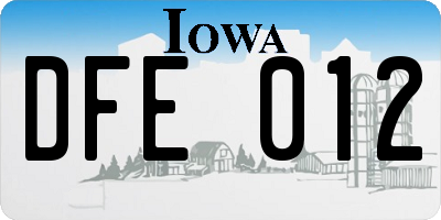 IA license plate DFE012