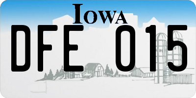 IA license plate DFE015