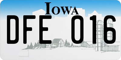 IA license plate DFE016