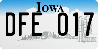 IA license plate DFE017