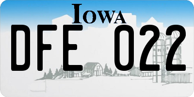 IA license plate DFE022
