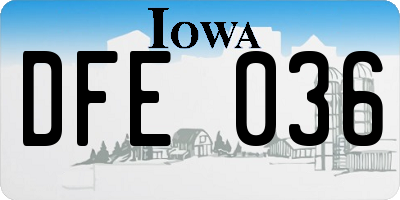 IA license plate DFE036