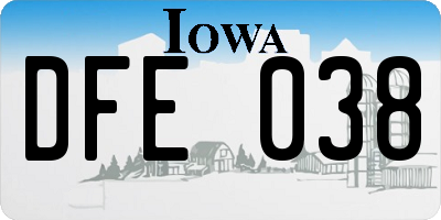 IA license plate DFE038