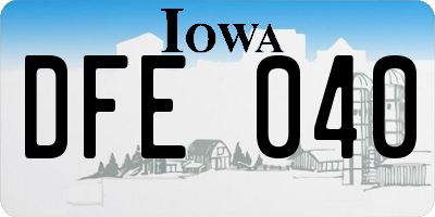 IA license plate DFE040