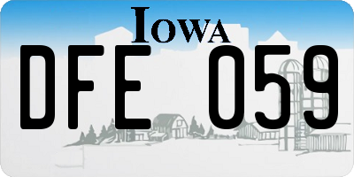 IA license plate DFE059