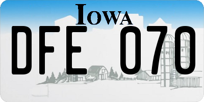 IA license plate DFE070