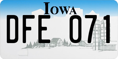 IA license plate DFE071