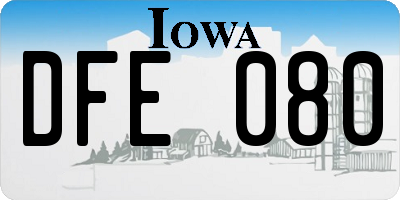 IA license plate DFE080