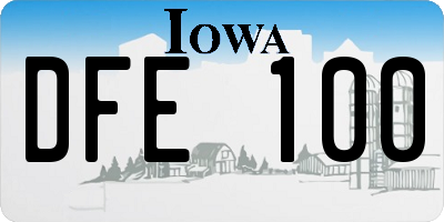IA license plate DFE100