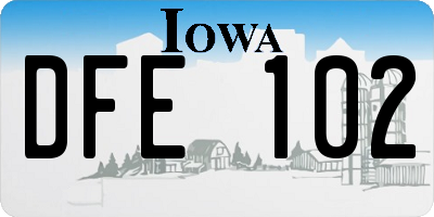 IA license plate DFE102