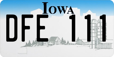 IA license plate DFE111