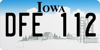 IA license plate DFE112