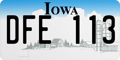 IA license plate DFE113