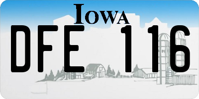 IA license plate DFE116