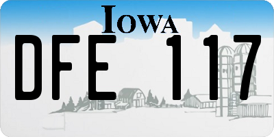 IA license plate DFE117