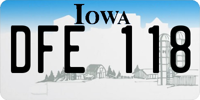 IA license plate DFE118