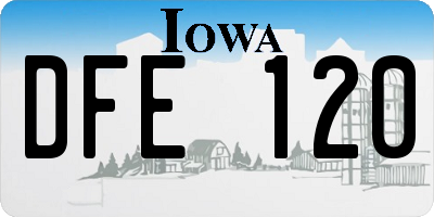IA license plate DFE120