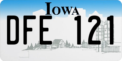 IA license plate DFE121