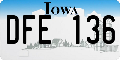 IA license plate DFE136