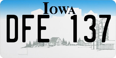 IA license plate DFE137