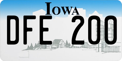 IA license plate DFE200