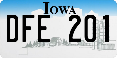 IA license plate DFE201