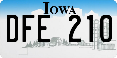 IA license plate DFE210