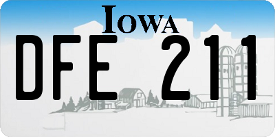 IA license plate DFE211
