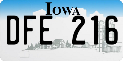 IA license plate DFE216