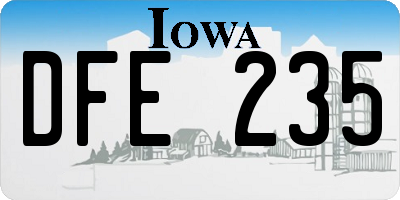 IA license plate DFE235