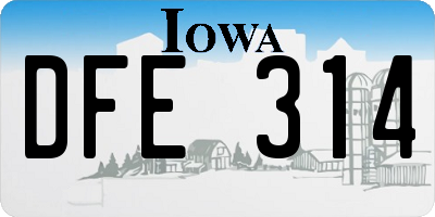 IA license plate DFE314