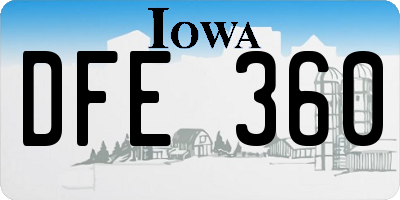 IA license plate DFE360