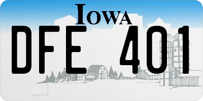 IA license plate DFE401