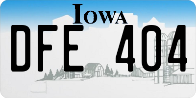 IA license plate DFE404
