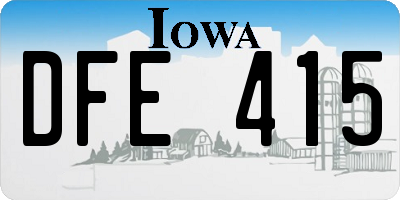 IA license plate DFE415