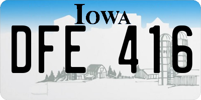 IA license plate DFE416