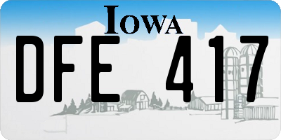 IA license plate DFE417