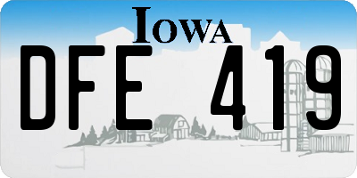 IA license plate DFE419