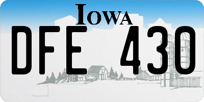 IA license plate DFE430