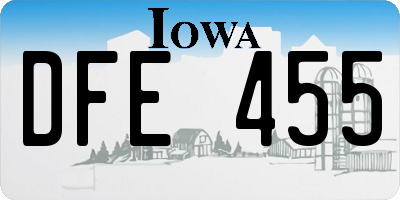 IA license plate DFE455