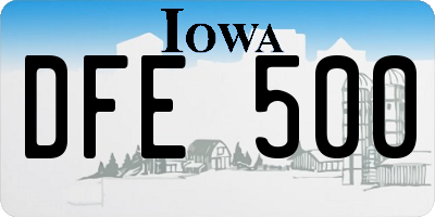 IA license plate DFE500