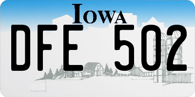 IA license plate DFE502