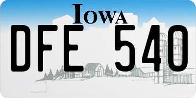 IA license plate DFE540