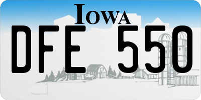 IA license plate DFE550